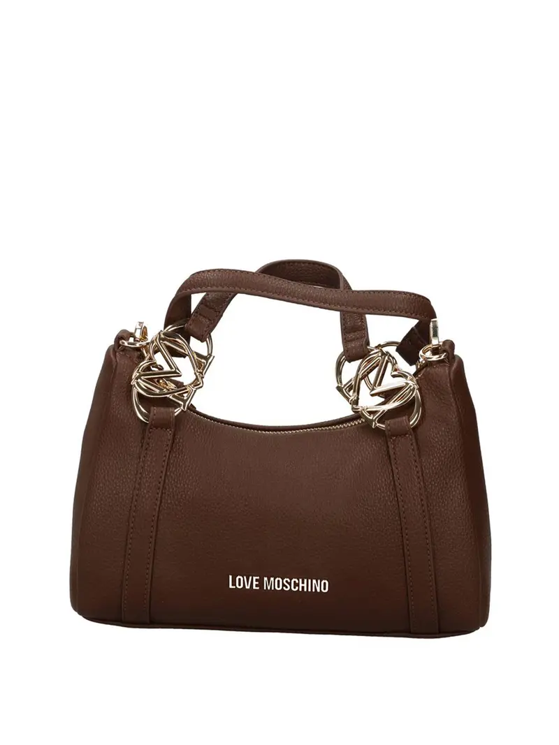 Moschino Borsa A Mano Logo Frontale Marrone