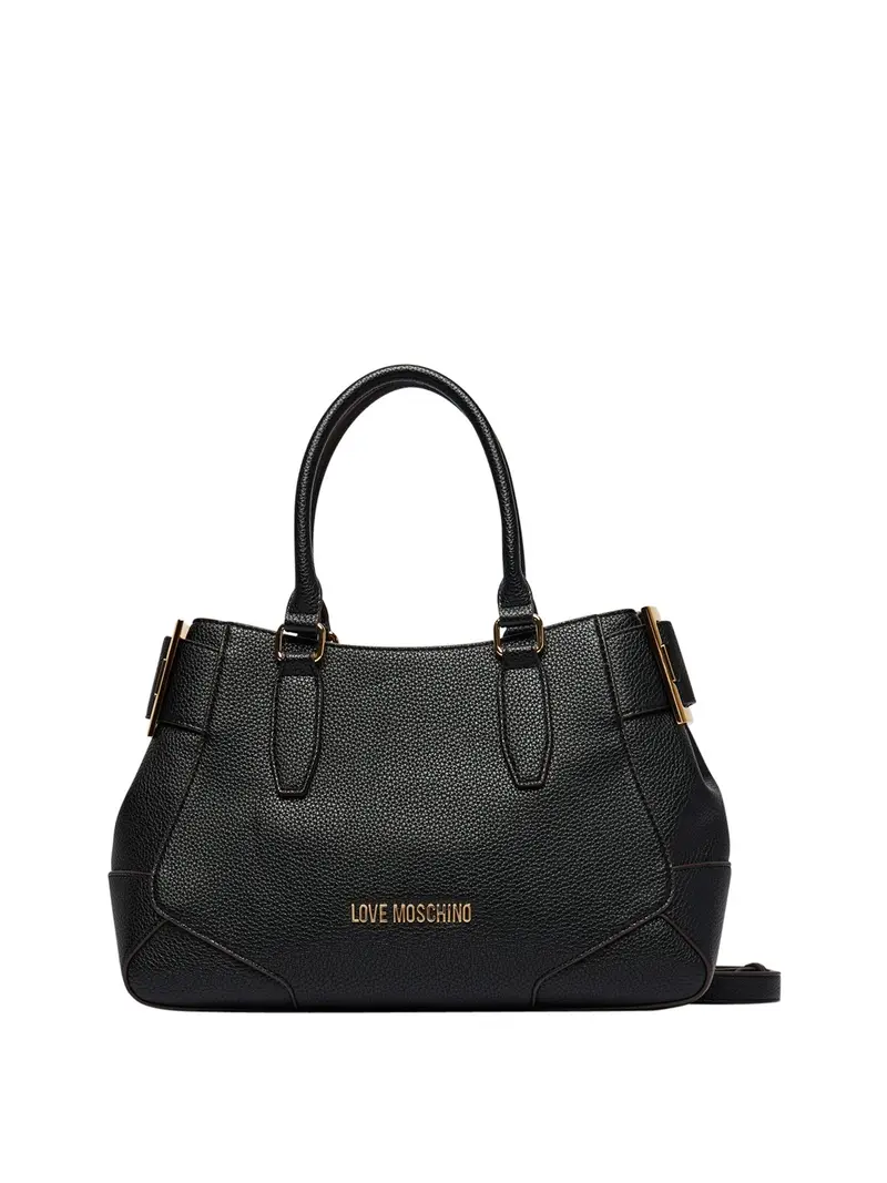 Moschino Borsa A Mano Logo Frontale Nero