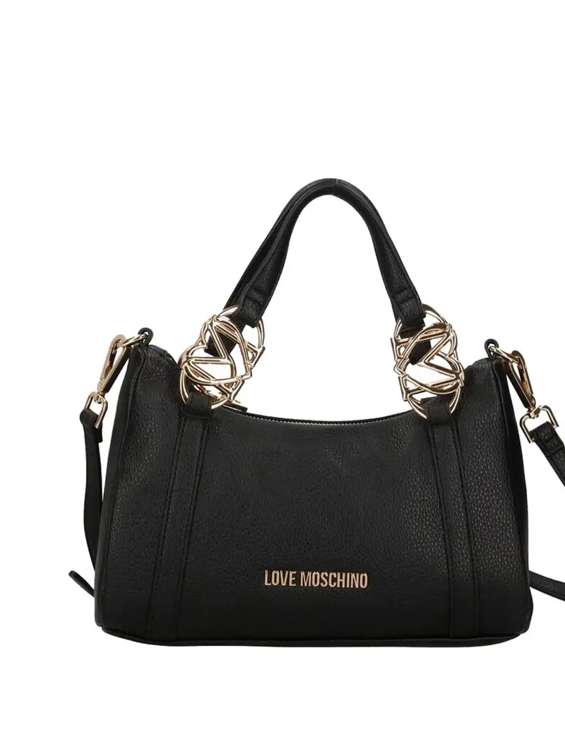 Moschino Borsa A Mano Logo Frontale Nero