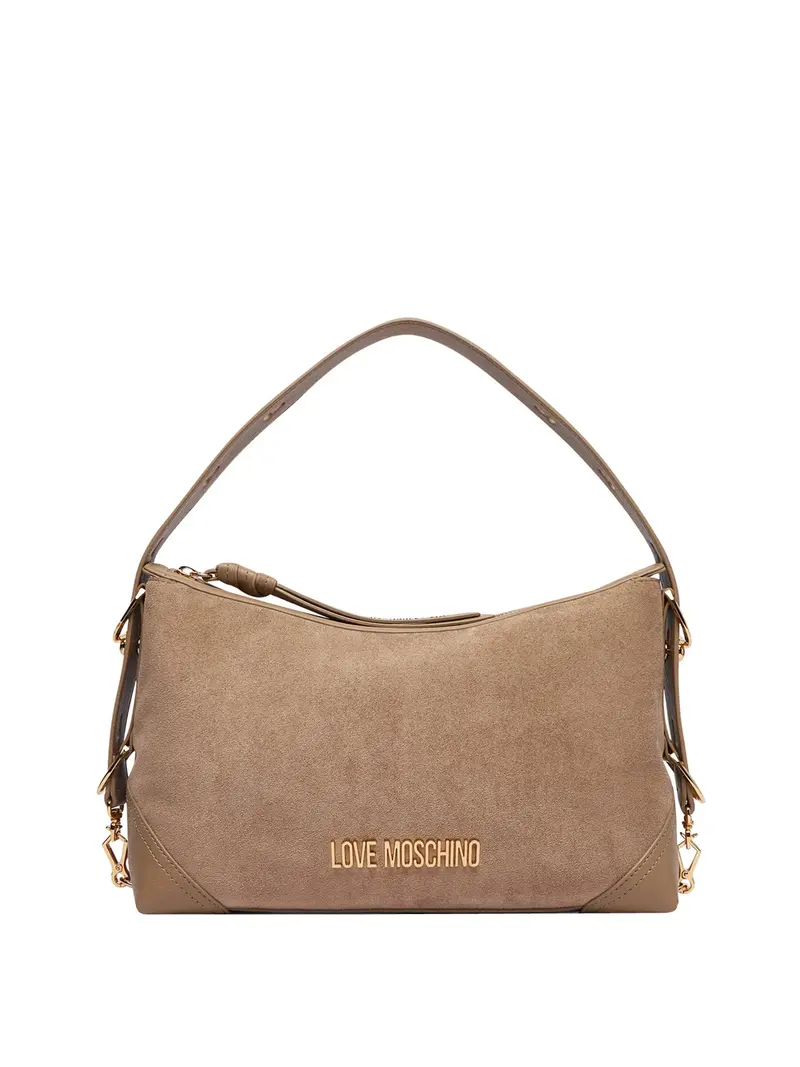 Moschino Borsa A Mano Logo Frontale Sabbia
