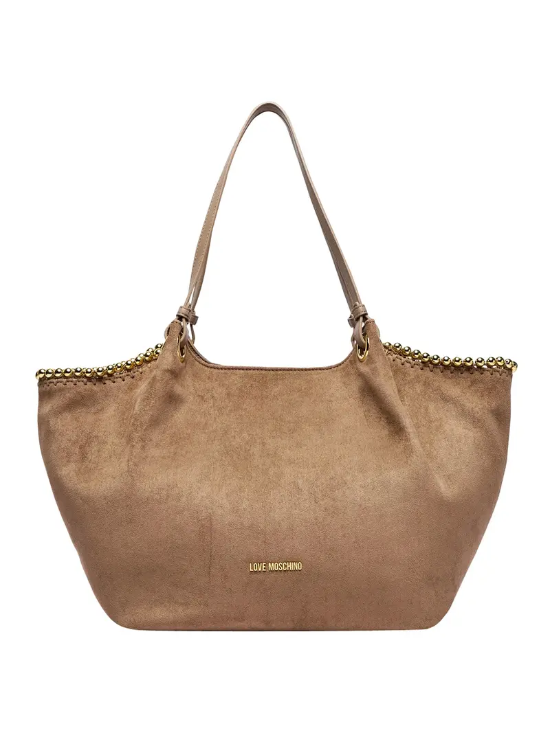 Moschino Borsa A Mano Logo Frontale Sabbia