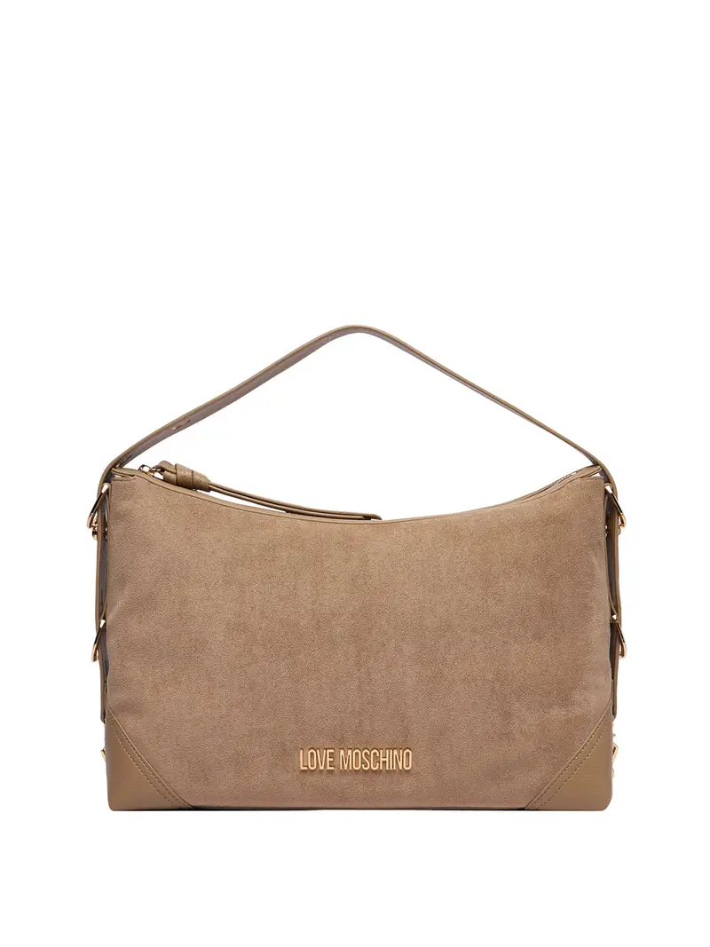 Moschino Borsa A Mano Logo Frontale Sabbia