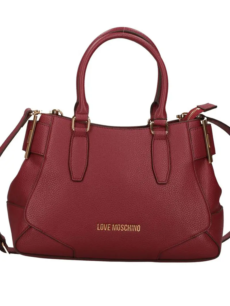 Moschino Borsa A Mano Logo Frontale Vino