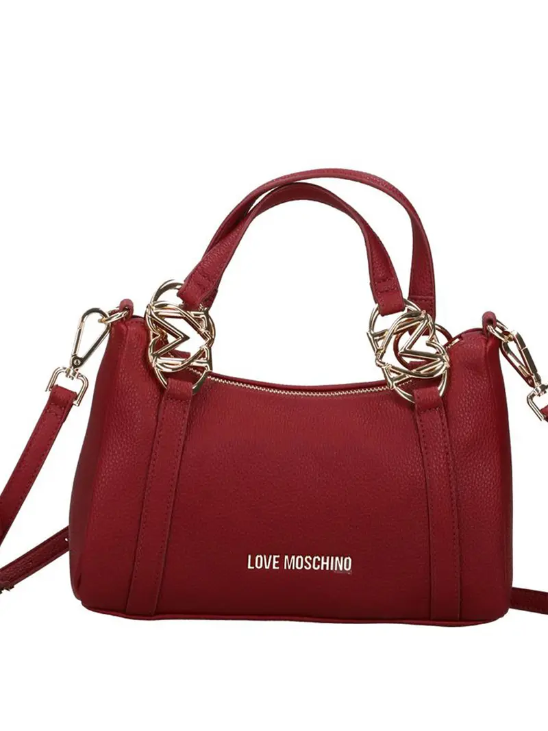 Moschino Borsa A Mano Logo Frontale Vino