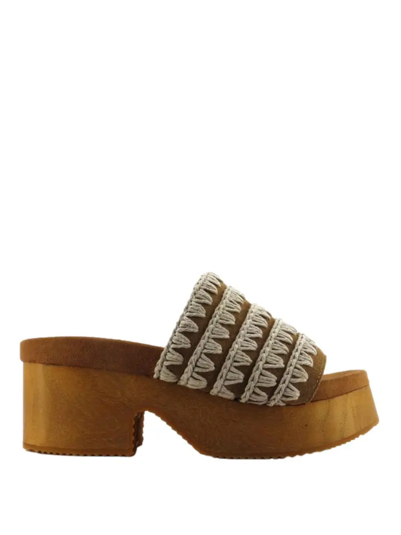 Mou Sandalo Monoband High Heel Wood Cognac