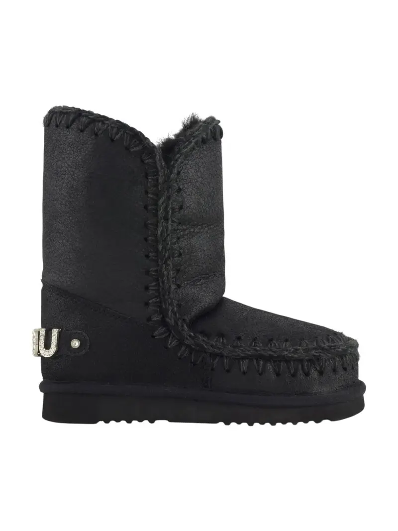 MOU Stivali e Stivaletti Donna Eskimo 24  rhinestones logo MU.FW101037B CBKG Cracked Black
