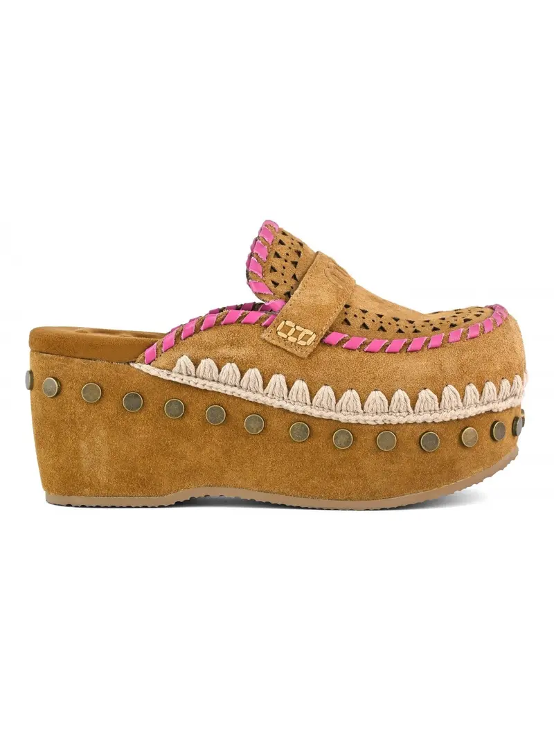 MOU Zeppa Donna Clog leather overstitching MU.SW611004A COG Marrone