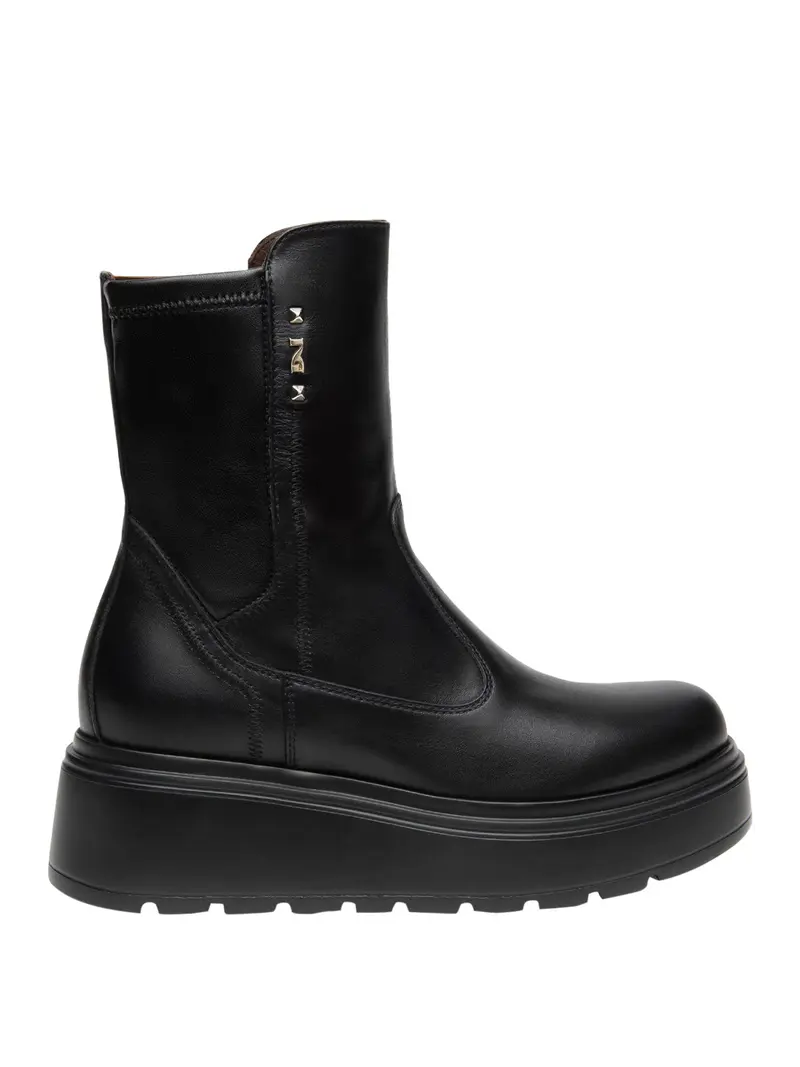 Nero Giardini Stivalett Donna in Pelle e Materiale Tecnico Nero
