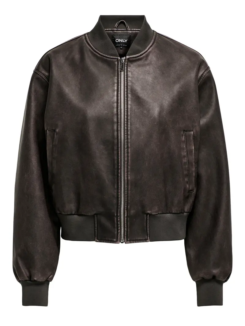 Only Bomber Onljane Faux Leather Washed Marrone