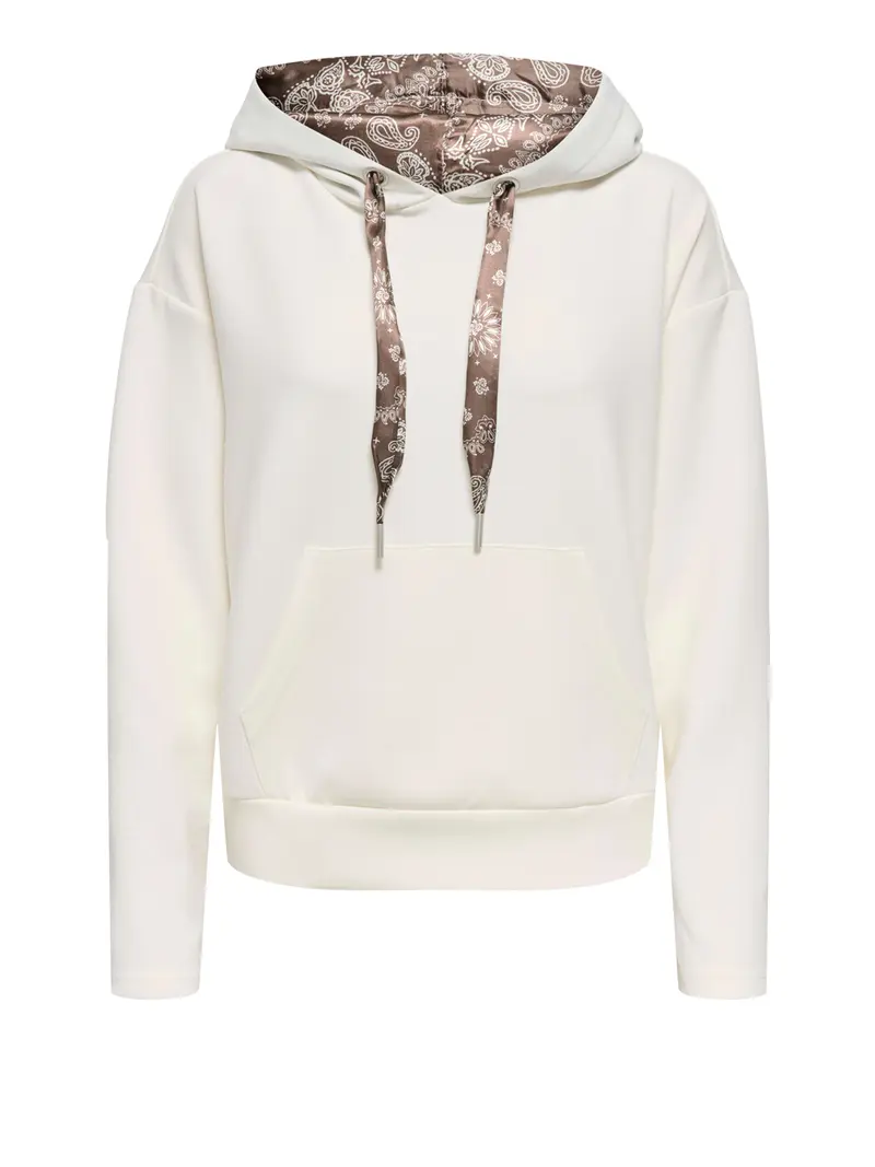 Only Felpa Onlscarlet New String Hood - Bianco