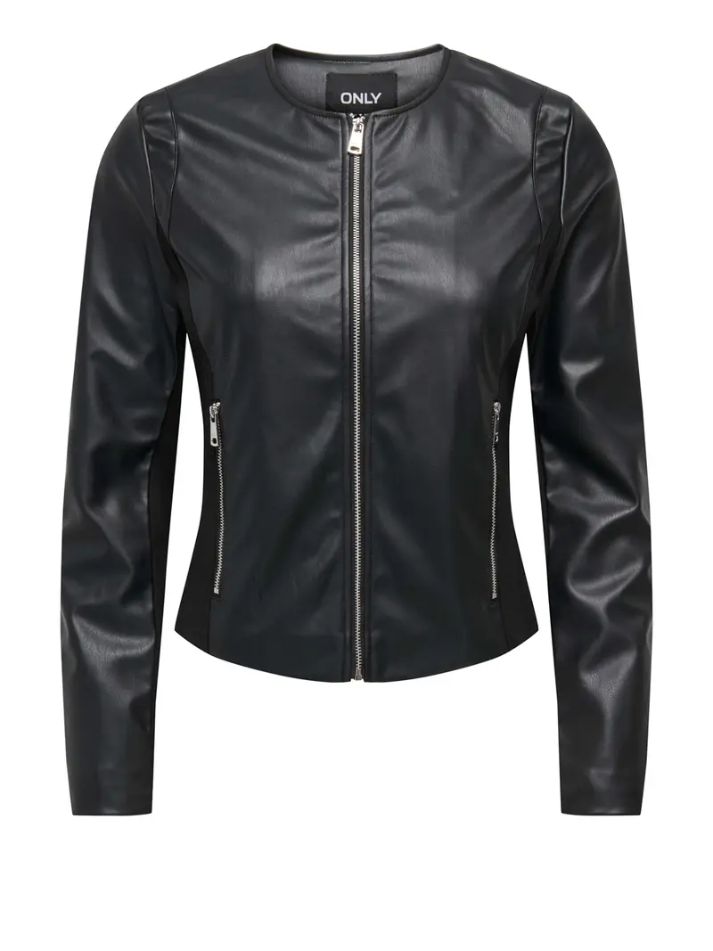 Only Giubbino Onlbitten Mix Faux Leather - Nero