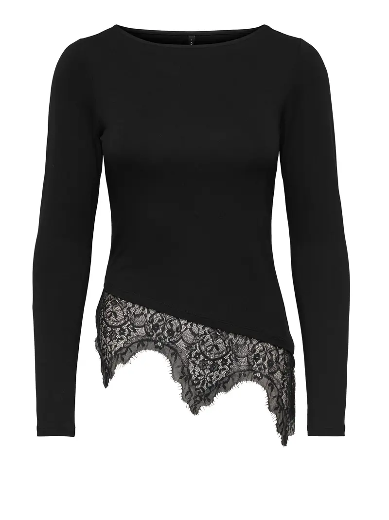 Only Maglia Onllaila Lace Mix Top Jrs Noos - Nero