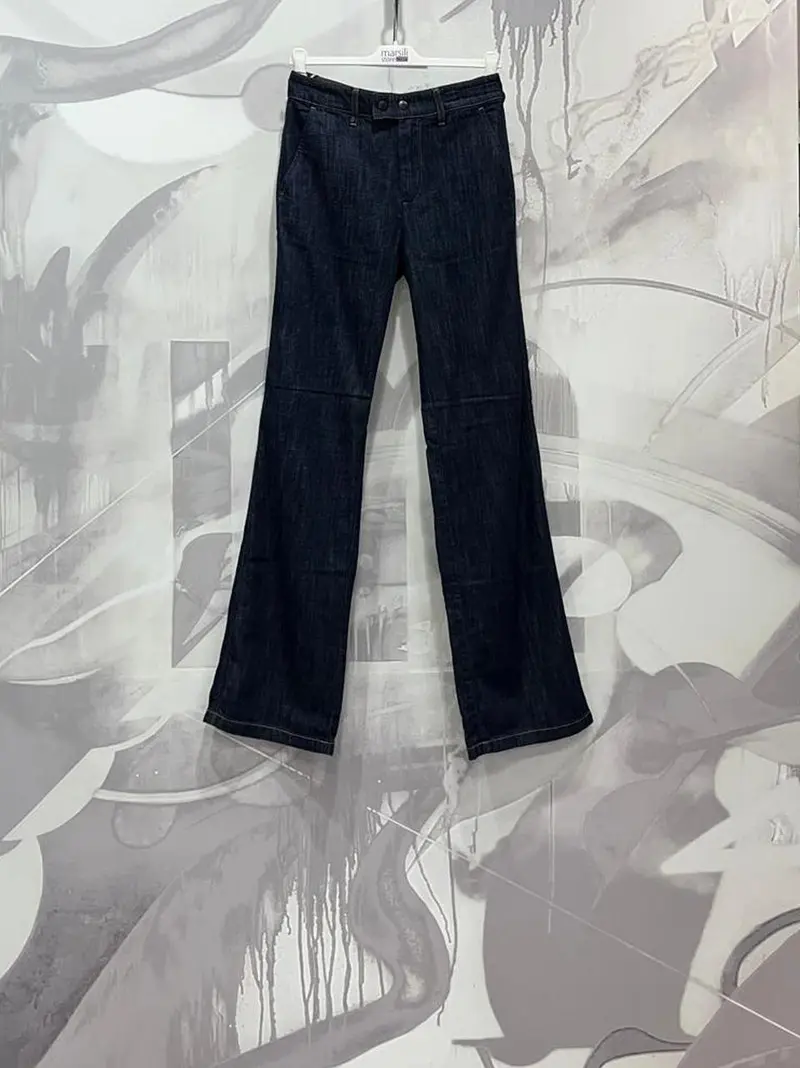 pantalone dritto denim fiammato