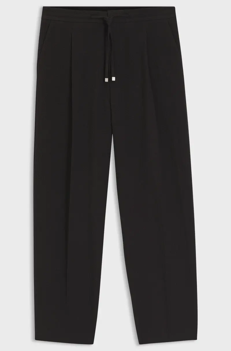 Pantaloni con fit moderno in seersucker di cotone elasticizzato