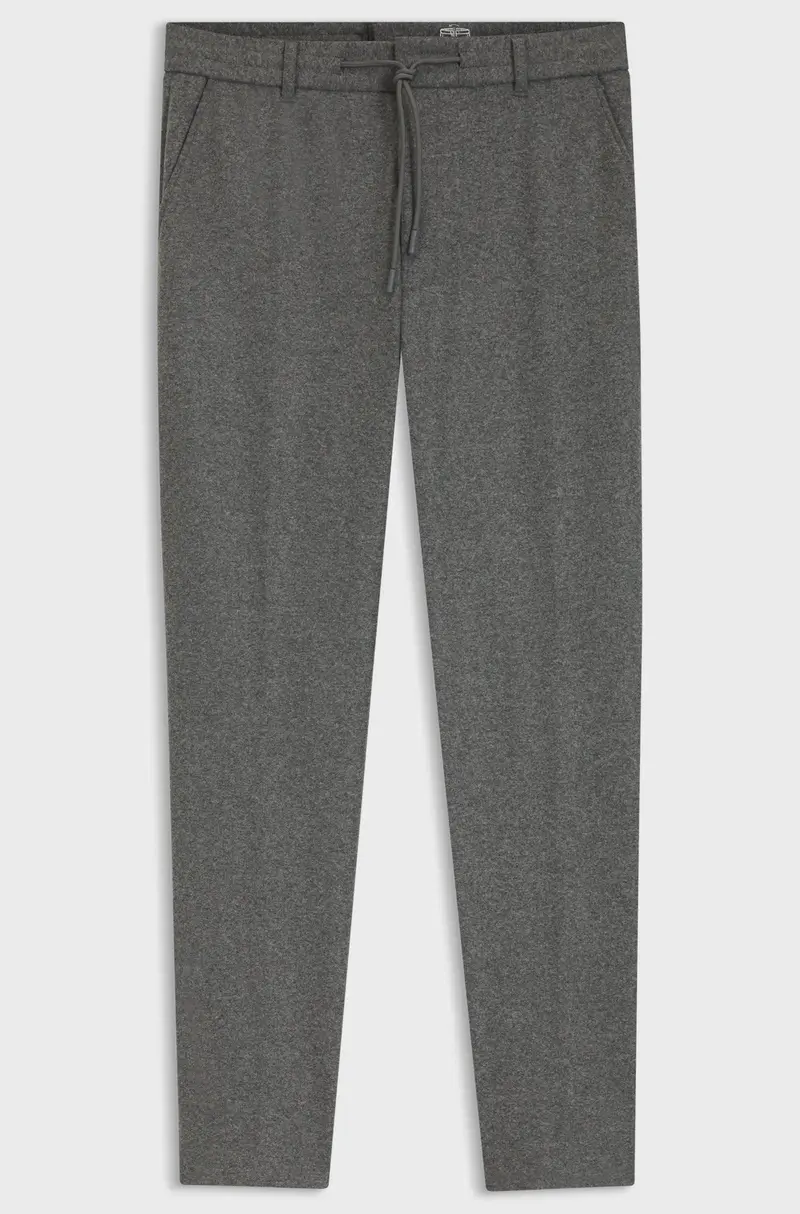 Pantaloni in flanella elasticizzata spazzolata con fit affusolato