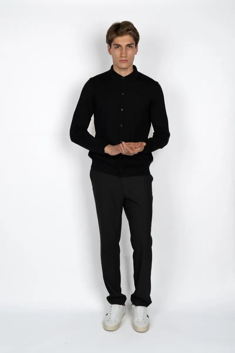Pantaloni slim fit in tessuto stretch micro-fantasino