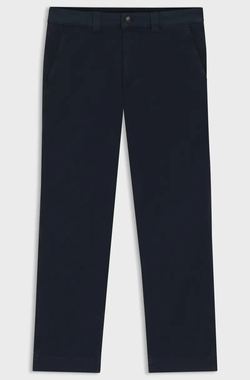 Pantaloni straight fit in twill di cotone elasticizzato