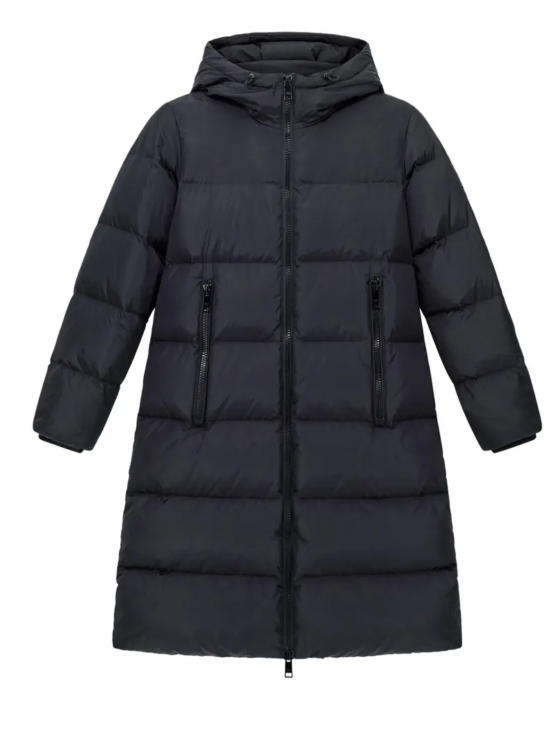 Piumino Armani Exchange Lungo Trapuntato Con Cappuccio E Chiusura Zip Icon - Nero