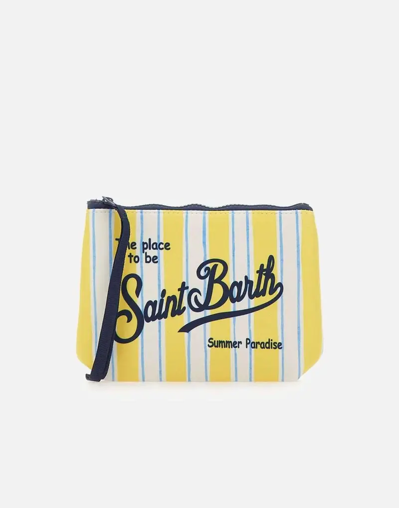 Pochette Aline in tessuto scuba giallo