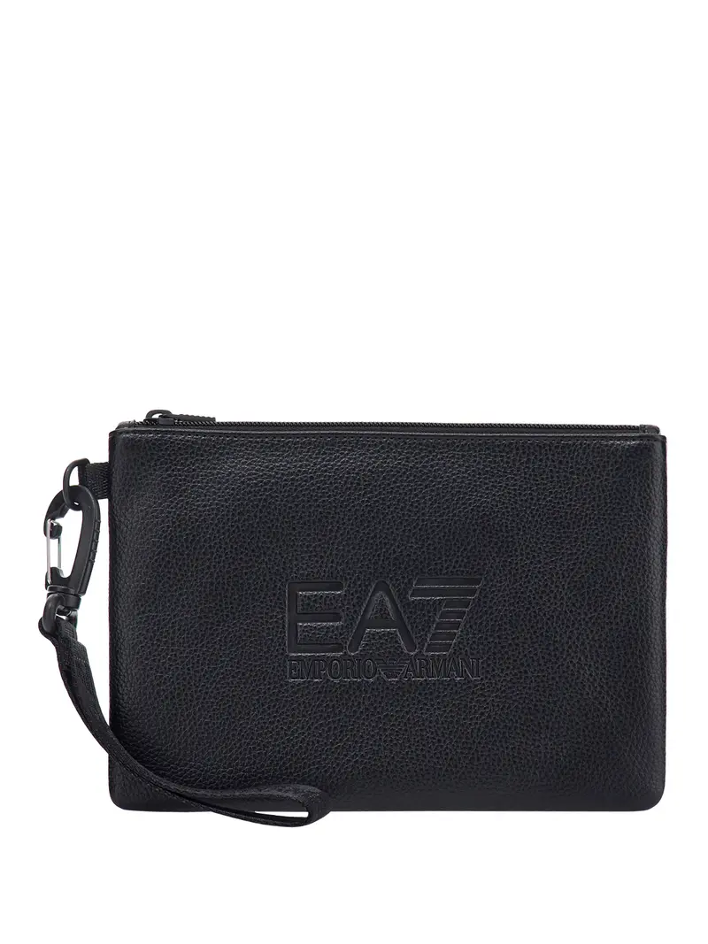 Pochette con logo a rilievo e cinturino removibile Nero