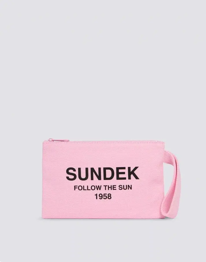 Pochette in cotone canvas stone washed rosa