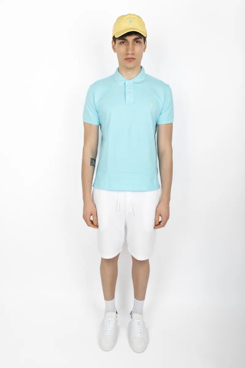 Polo blue in piqué Slim Fit