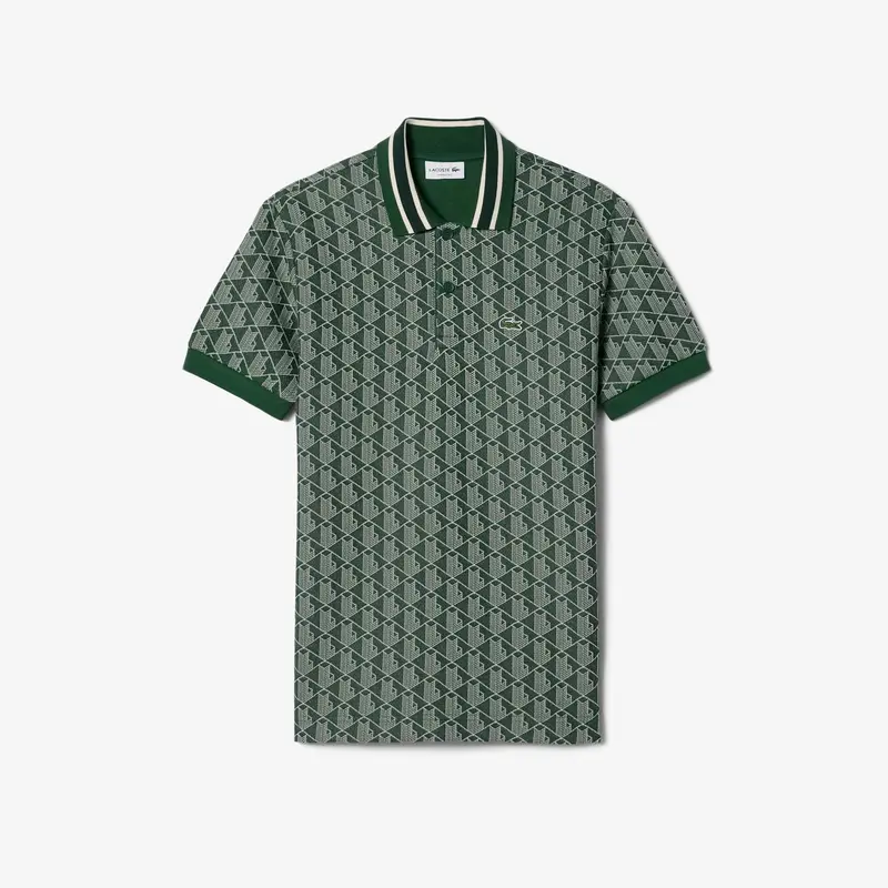 Polo dal taglio classico in jacquard con monogramma