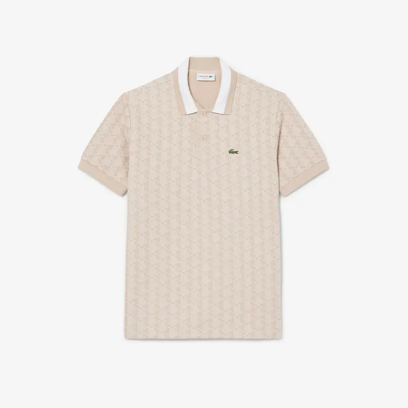Polo dal taglio classico in jacquard con monogramma