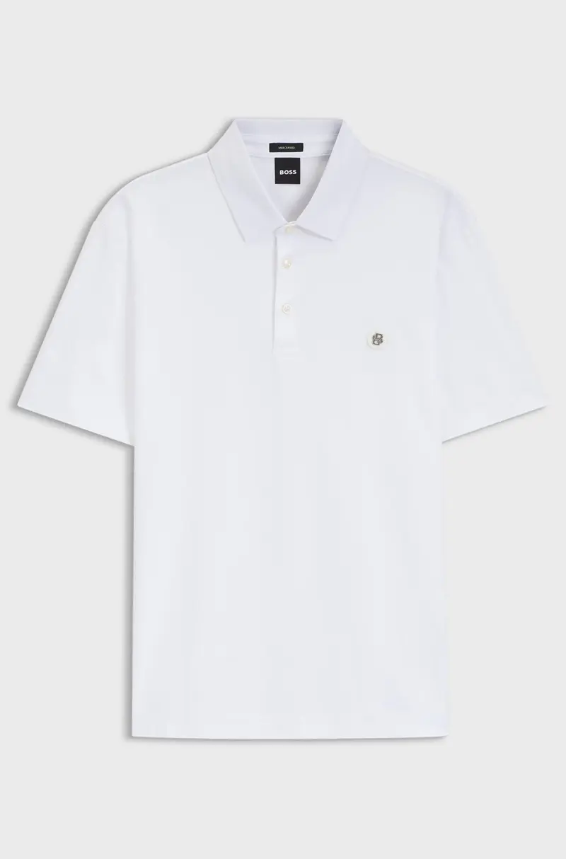 Polo in cotone mercerizzato con doppio monogramma