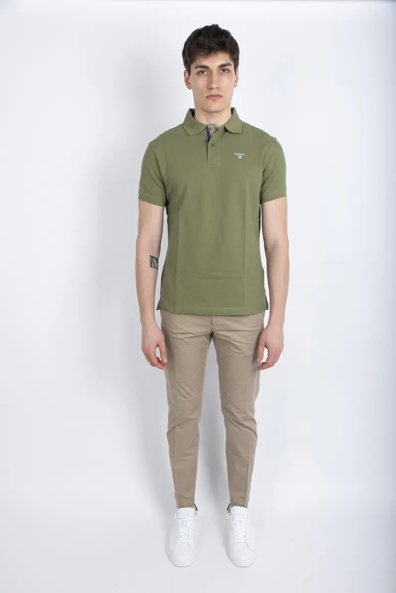 Polo in cotone oliva chiaro Barbour
