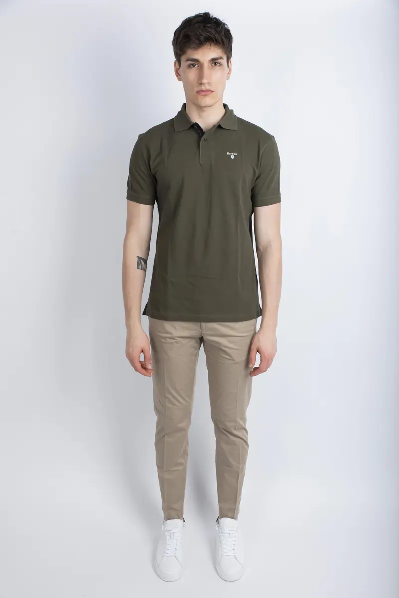 Polo in cotone oliva scuro Barbour