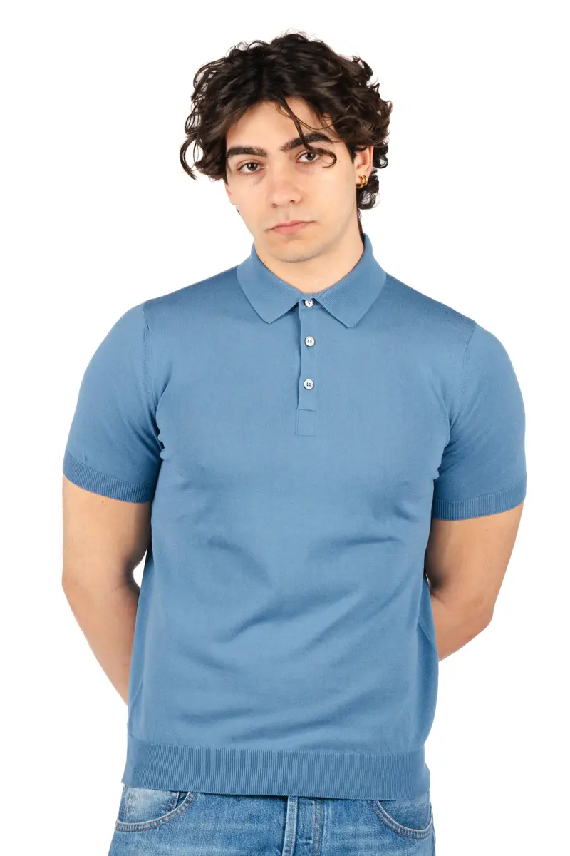 Polo in maglia fresh cotton azzurro polvere