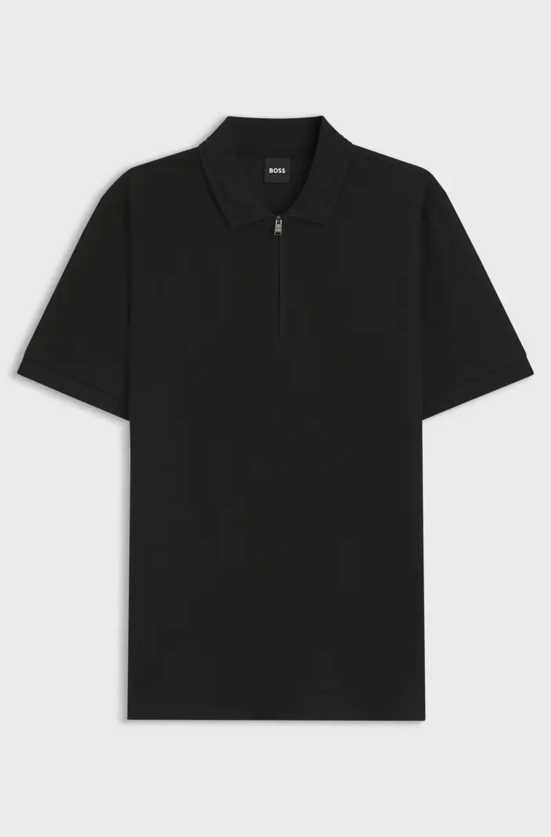 Polo in misto cotone con chiusura con zip
