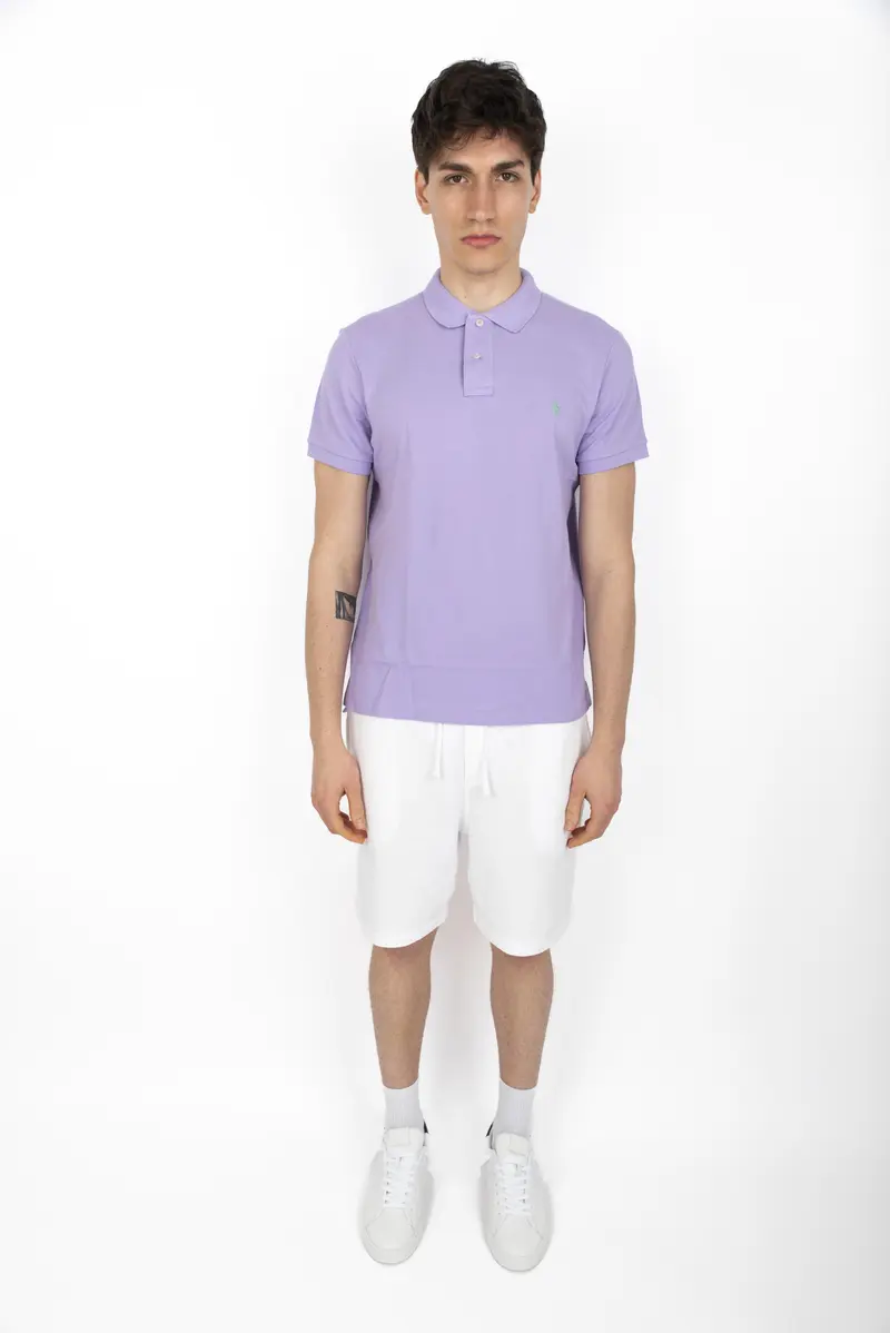 Polo light lilac in piqué Slim Fit