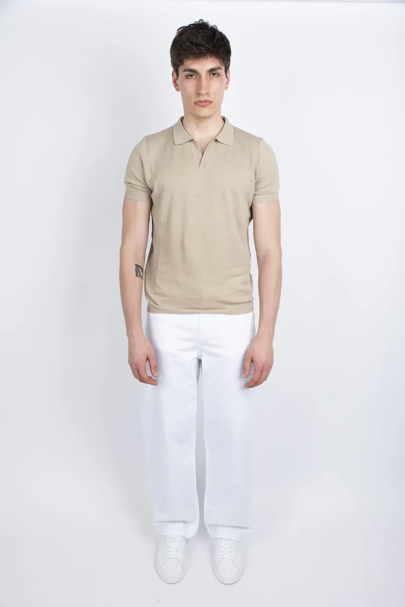 Polo lino Amaranto Uomo