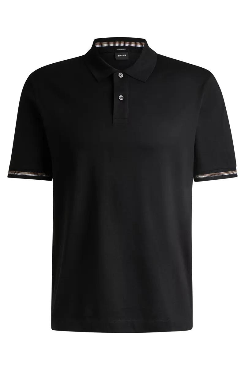 Polo regular fit in cotone mercerizzato con bordi a righe