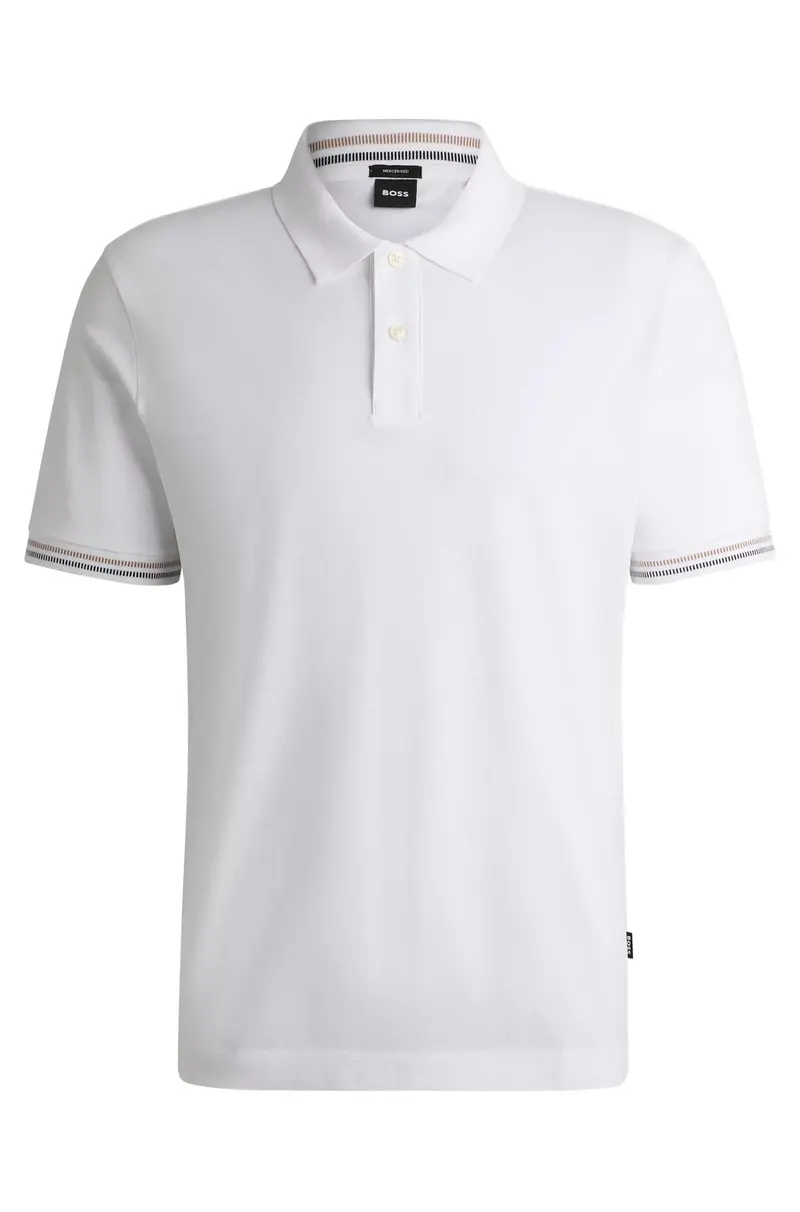 Polo regular fit in cotone mercerizzato con bordi a righe