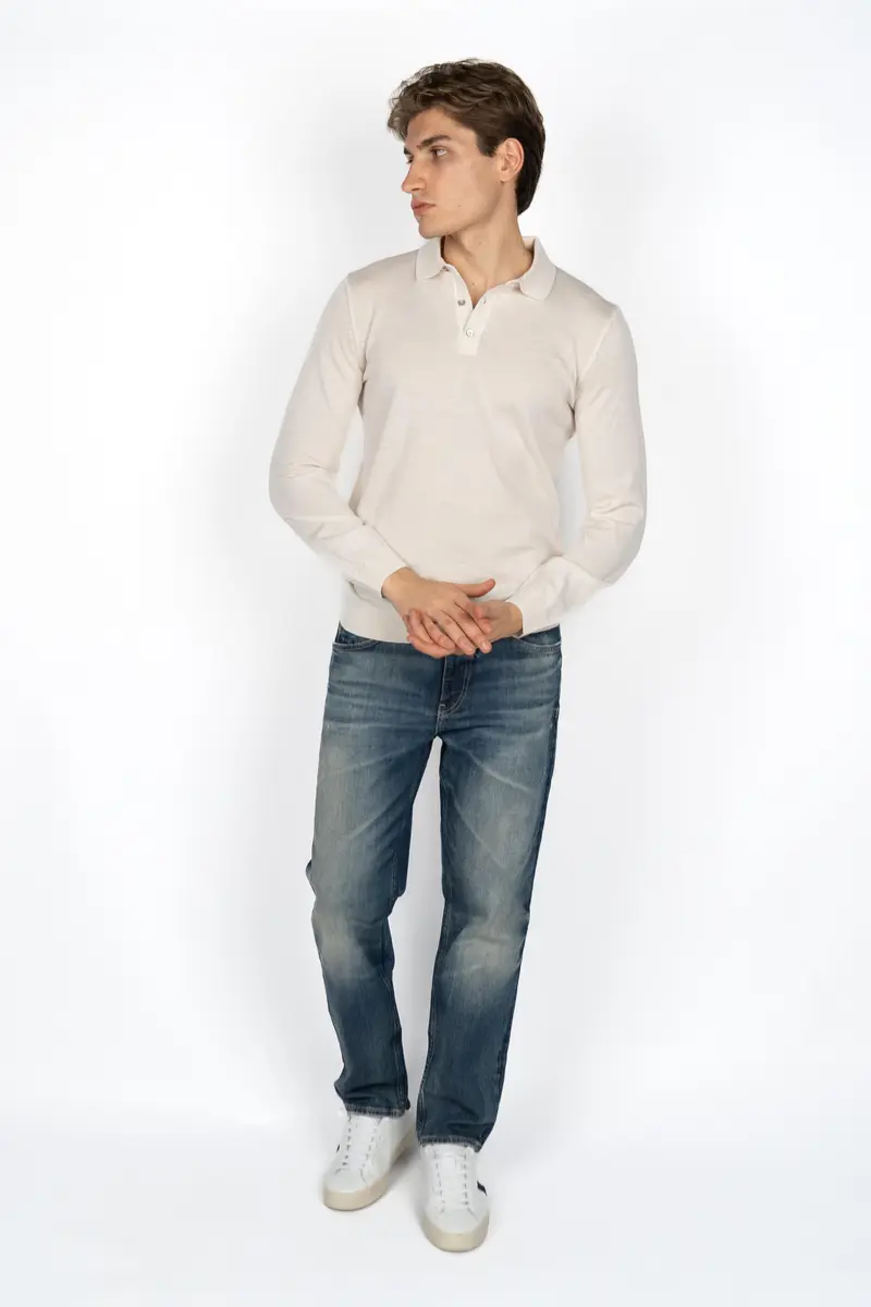 Polo regular fit in maglia di lana vergine