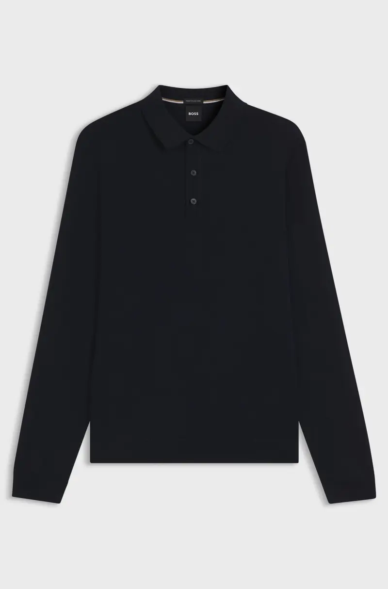 Polo regular fit in maglia di lana vergine