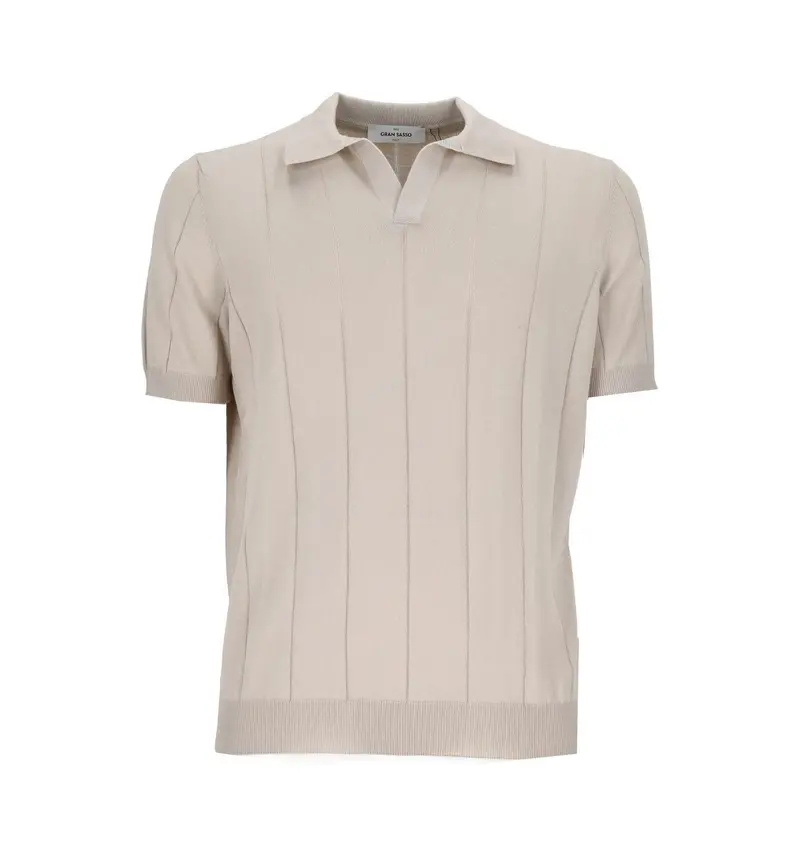 Polo skipper a coste beige