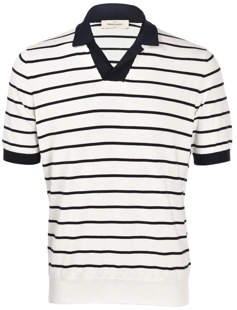 Polo skipper in maglia a righe bianco blu