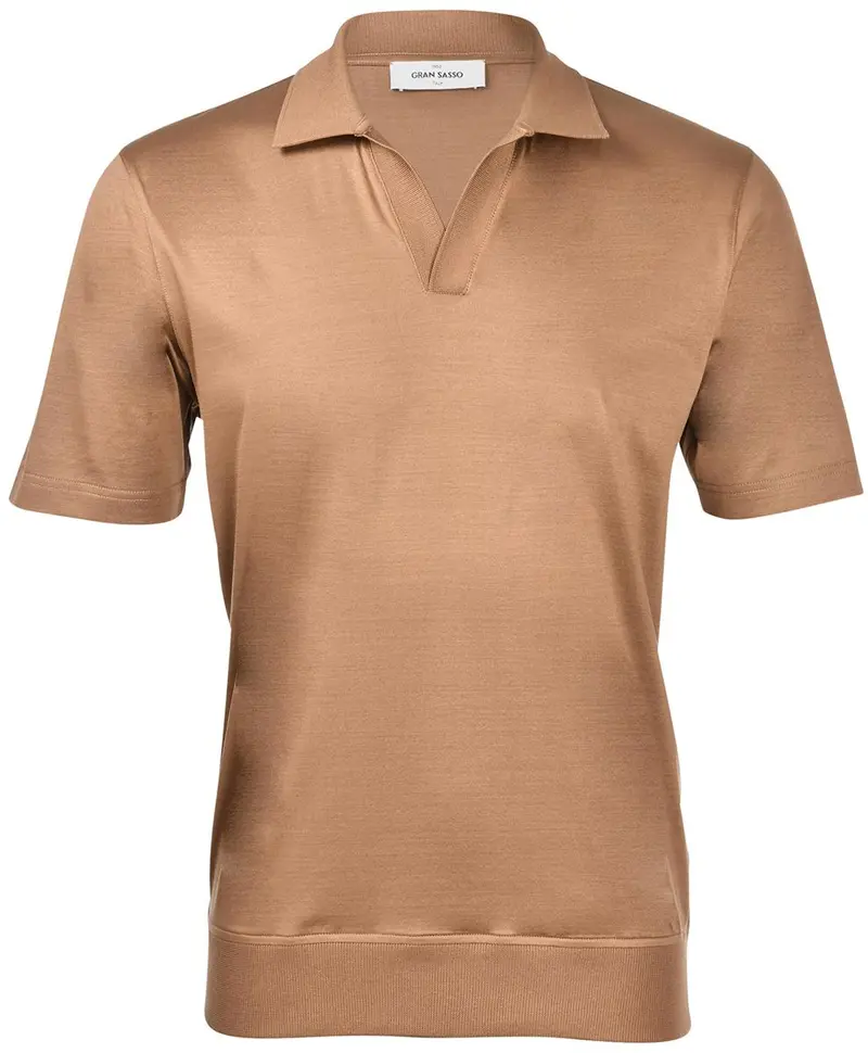 Polo skipper jersey in filo di Scozia marrone