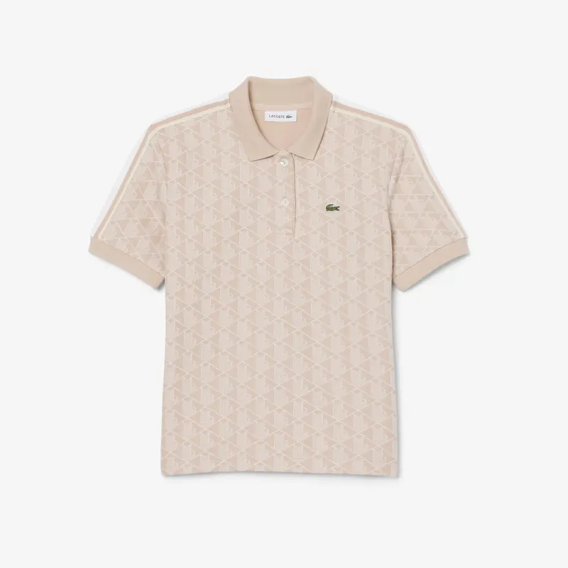 Polo slim fit in jacquard con monogramma