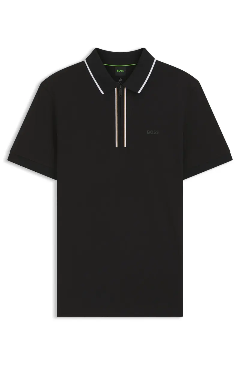 Polo sportiva slim-fit in cotone elasticizzato