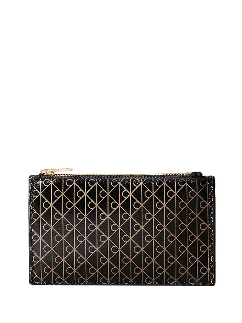 Porta Carte Calvin Klein Con Zip Superiore Con Logo Monogramma - Nero