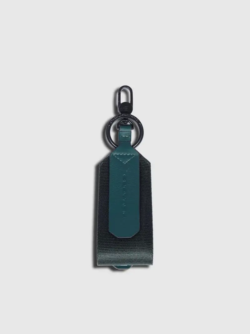 portachiavi con anello nylon pelle vegana