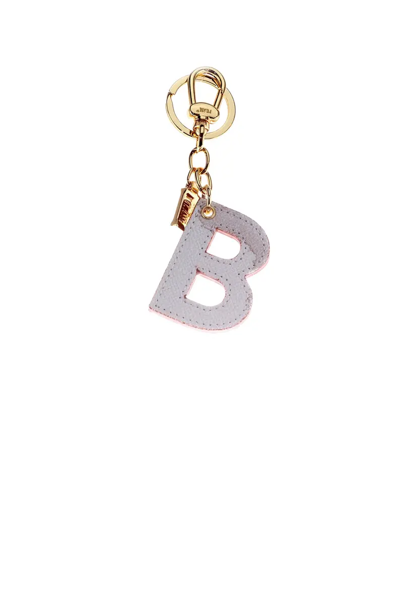 Portachiavi Unisex Lettera B Stampa Geo Bianco