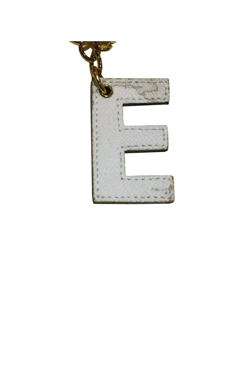 Portachiavi Unisex Lettera E Stampa Geo Bianco