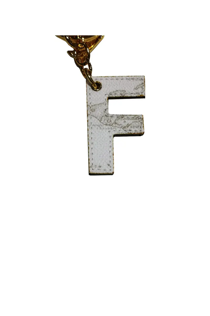 Portachiavi Unisex Lettera F Stampa Geo Bianco
