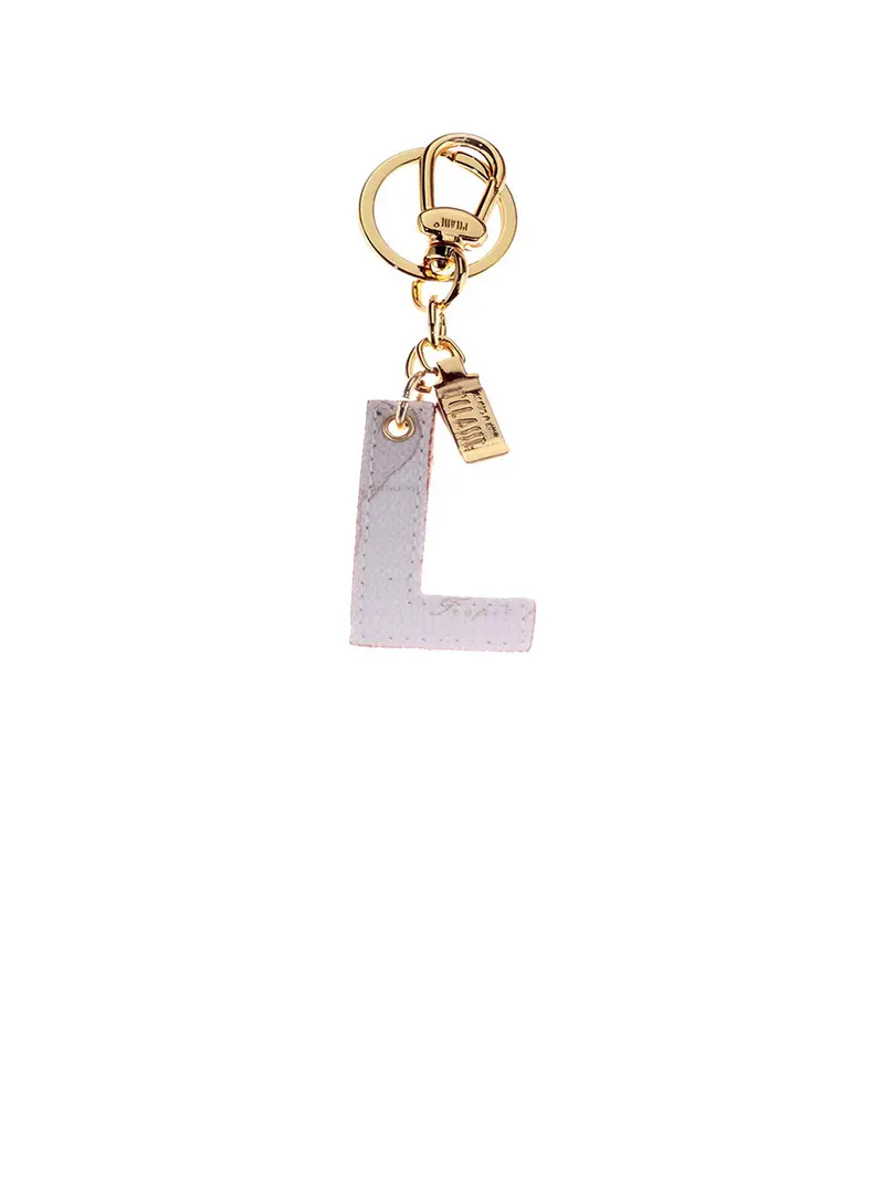 Portachiavi Unisex Lettera L Stampa Geo Bianco